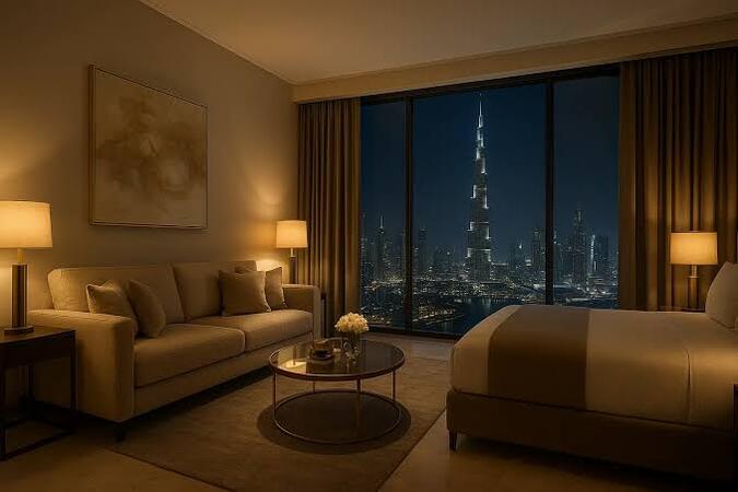 Luxury residential one-bedroom flats for sale in Dubai community setting